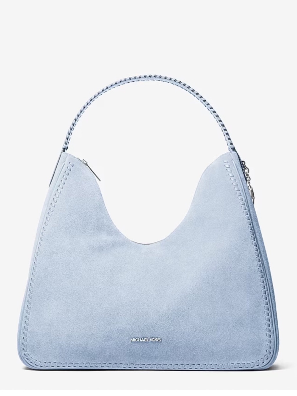 Michael Kors Nayla Medium Suede Hobo Shoulder Bag Pale Blue Nwt
